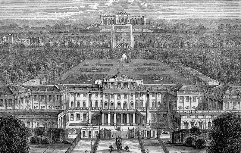 Schönbrunn Palace in Vienna, Austria, in 1880, Historical, digital reproduction of an original from the 19th century, Europe