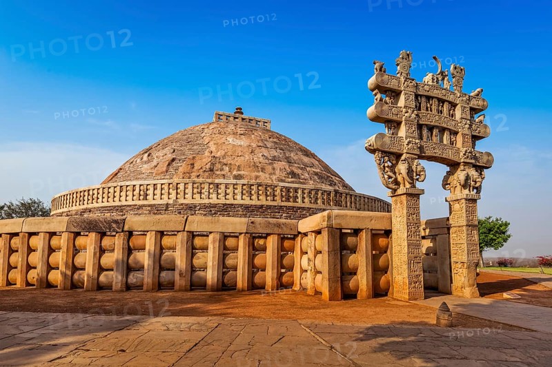 Great Stupa, ancient Buddhist monument. Sanchi, Madhya Pradesh, India, Asia