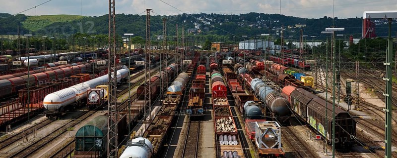 Train formation yard in the Vorhalle district, marshalling yard, goods trains, Hagen, Ruhr area, North Rhine-Westphalia, Germany, Europe