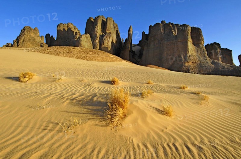 Desert landscape, Tin Akascheker, Algeria, rock formations, Algeria, Africa