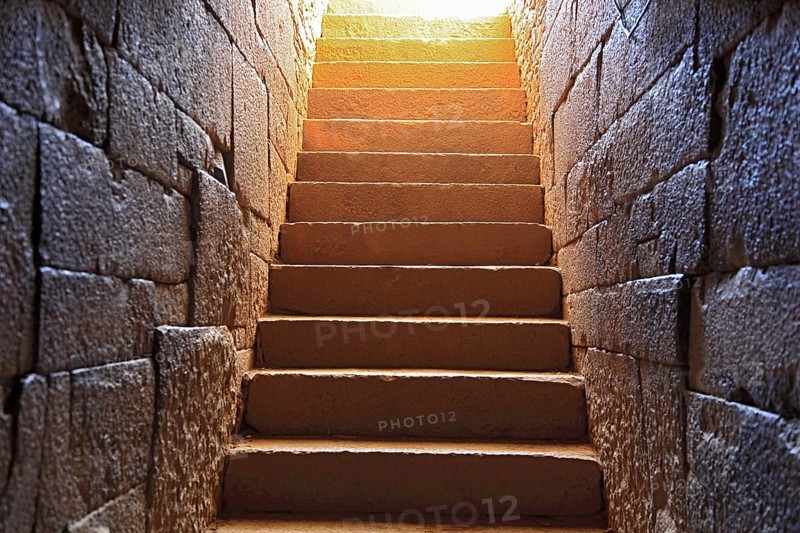 Tigray region, stone steps, tombs of King Kaleb and Gebre Maskal, north-east of the city of Axum, on a hill lie the tombs of King Kaleb and his son Gebre Meskel from the 6th century, Ethiopia, Africa