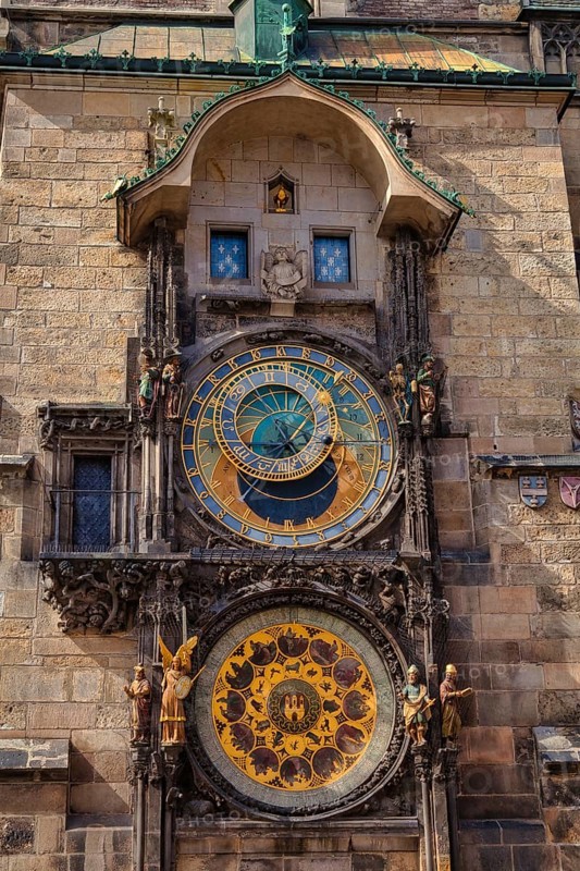 Famous medieval astronomical clock attached to the Old Town Hall Tower. Built in 1410, is the oldest clock in the world still in operation, in Prague, Czech Republic, Europe