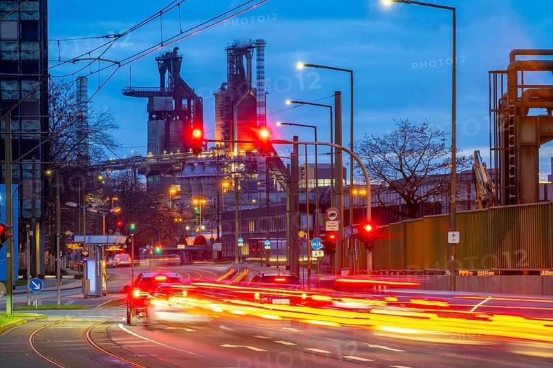 Duisburg-Bruckhausen steel site, ThyssenKrupp Steel, blast furnaces 8 and 9, on Kaiser-Wilhelm-Strasse, North Rhine-Westphalia, Germany, Europe