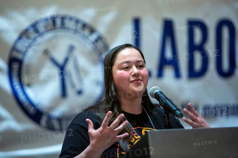 Chicago, Illinois, Amanda Rivera of Starbucks Workers United speaks at the 2024 Labor Notes conference, The conference brought together 4, 700 union activists from across the United States and beyond