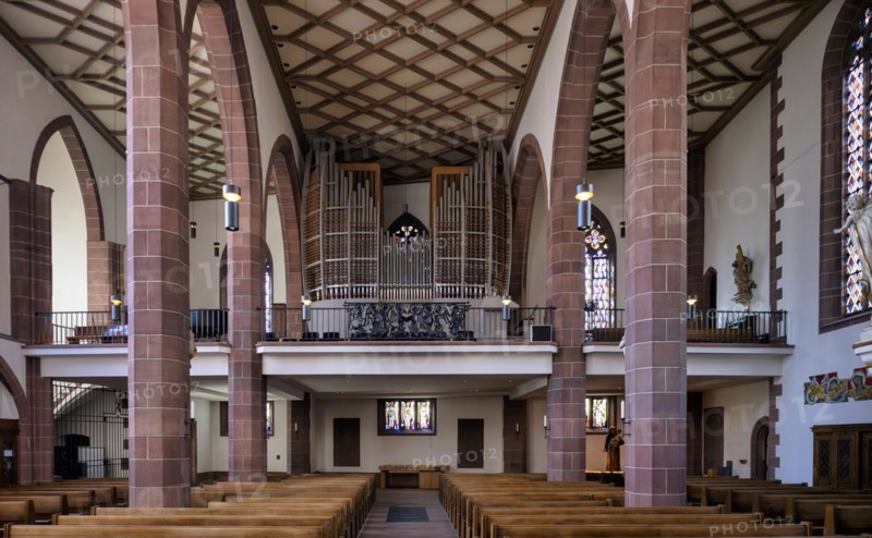 Interior photograph, organ loft with organ by Karl Göckel, Church of Our Dear Lady, monastery church, Frankfurt am Main, Hesse, Germany, Europe