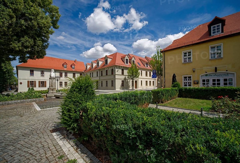 Architectural complex WallstraÃŸe on Bachplatz, standardised 18th century building style, Köthen, Saxony-Anhalt, Germany, Europe