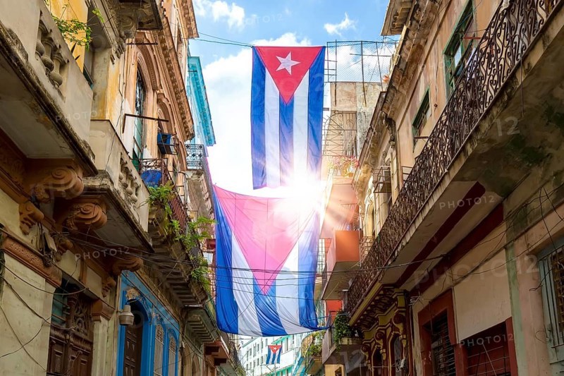 Scenic colorful Old Havana streets in historic city center of Havana Vieja near Paseo El Prado and Capitolio