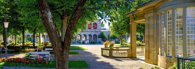 Spa garden, at the Regentenbau, Bad Kissingen, Rhön, Lower Franconia, Franconia, Bavaria, Germany, Europe