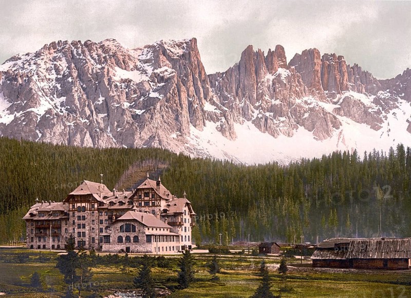 Hotel Karersee and Lattemar, today South Tyrol, Italy, Historical, digitally restored reproduction from a 19th century original, Record date not stated, Europe