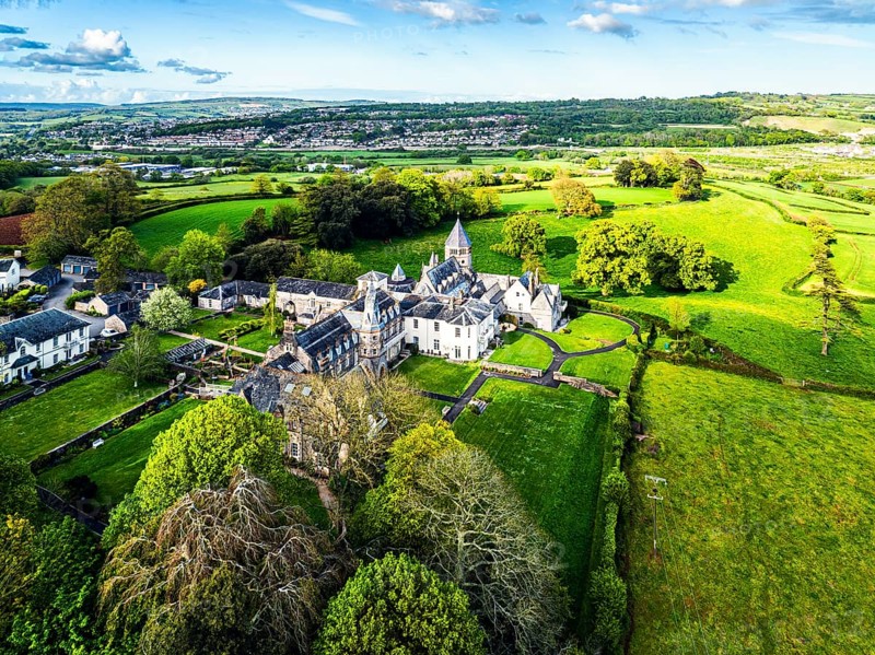 The Priory from a drone, Abbotskerswell Priory, Retirement Village, Abbotskerswell, Newton Abbot, The Priory, Retirement Village, Newton Abbot, Devon, England, United Kingdom, Europe