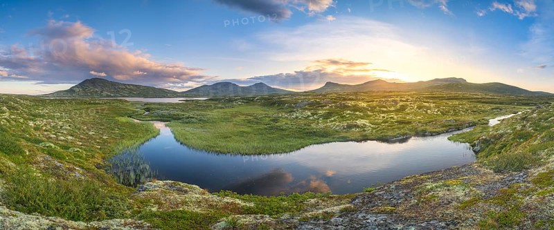 Evening mood at Muvatnet, Rondane National Park, Venabygdsfjell, Rondafjell, Enden, Ringebu, Innlandet, Norway, Europe