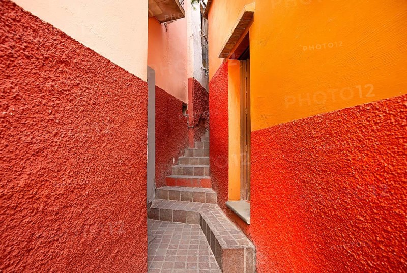 Guanajuato, Mexico, colorful colonial streets and architecture in Guanajuato historic center, Central America