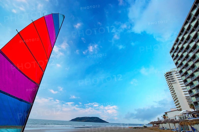 Mazatlan Golden Zone (Zona Dorada), famous touristic beach and resort zone in Mexico