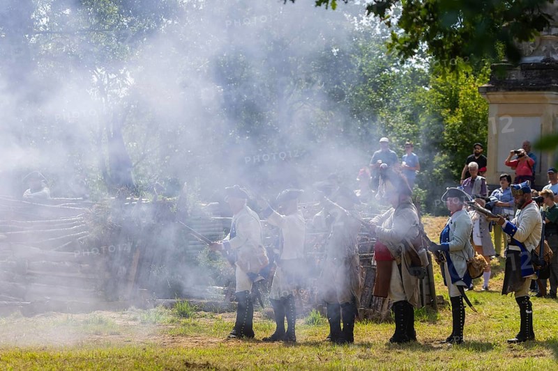 The Great Encampment near Mühlberg, also known as the Lustlager von Zeithain, was a grandiose troop display by Augustus the Strong, combined with a display of royal splendour, which took place from 31 May to 28 June 1730 not far from the towns of Riesa and GroÃŸenhain between the villages of Zeithain, Glaubitz and Streumen. Since 2022, a re-enactment has been taking place on the historic site, which is dedicated to recreating the camp of 1730, Zeithainer Lustlager, Zeithain, Saxony, Germany, Europe