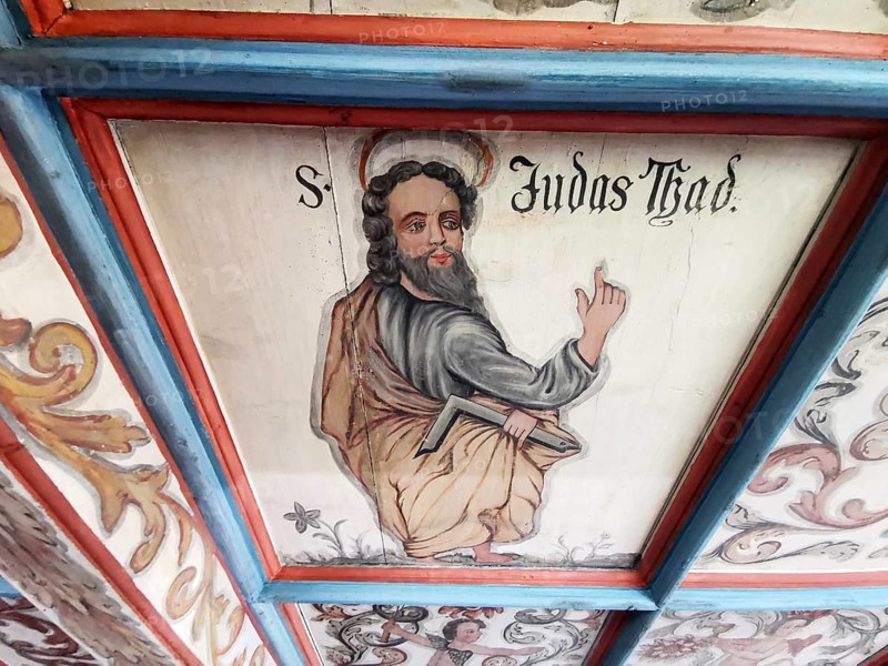 Painting with biblical scenes, Judas, late Gothic church of St Vitus and St Michael, Heiligenstadt, Bamberg district, Upper Franconia, Bavaria, Germany, Europe