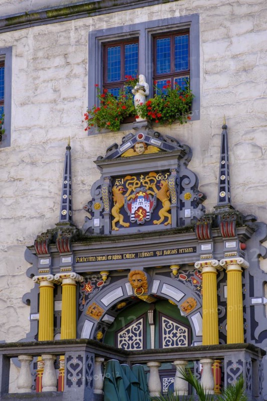 Detail of the portal at Münden Town Hall, Weser Renaissance, Hannoversch Münden, Hann. Münden, Lower Saxony, Germany, Europe