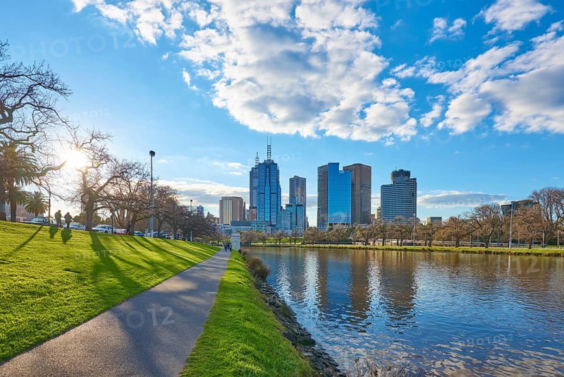 Landscape of Melbourne City Centre skyline at the yarra river at spring, Australia, Oceania