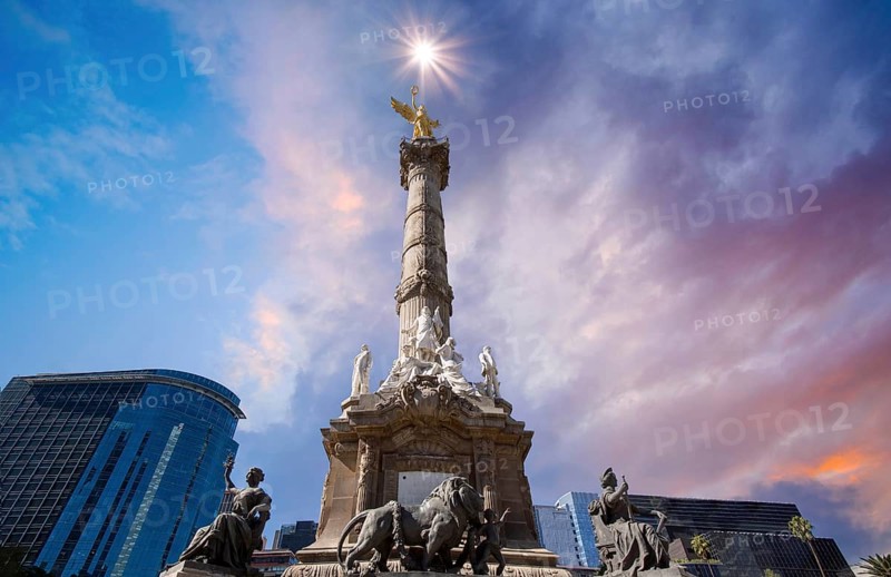 One of the major Mexico City tourist attractions Angel of Independence column located near city financial center and historic center El Zocalo