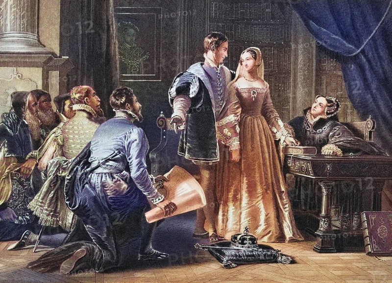 Lady Jane Grey's reluctance to accept the crown Sion House 8 July 1553. from The National and Domestic History of England by William Aubrey, published in London c. 1890, Historical, digitally restored reproduction from a 19th century original, Record date not stated