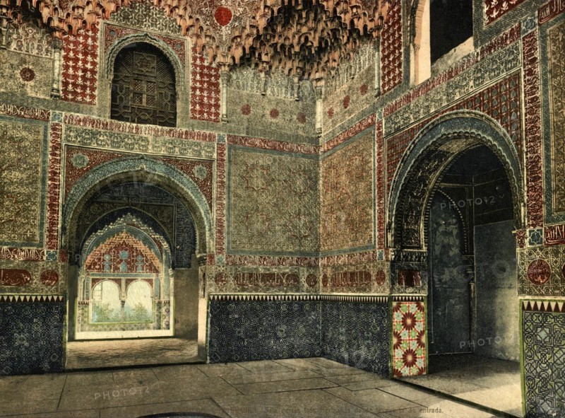 Granada. Alhambra. Sala de las Dos Hermanas desde la puerta de entrada, Spain, c. 1890, Historic, digitally restored reproduction from a 19th century original, Europe