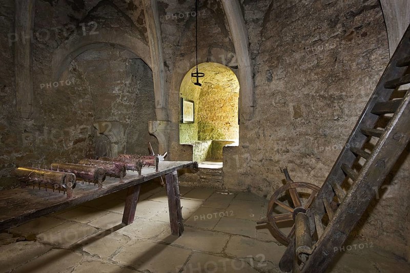 Torture chamber in the medieval Beaufort Castle, Grand Duchy of Luxembourg