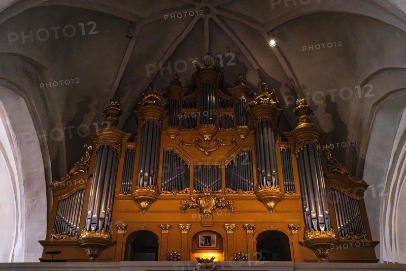 Gallery and organ, VÃ¤xjö Cathedral, Smaland, Kronobergs lÃ¤n, Sweden, Europe