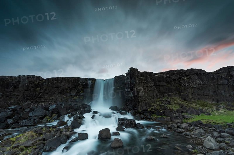 Öxararfoss waterfall, Öxara River, Îingvellir or Thingvellir or Pingvellir, Rift Valley, National Park, Iceland, Europe