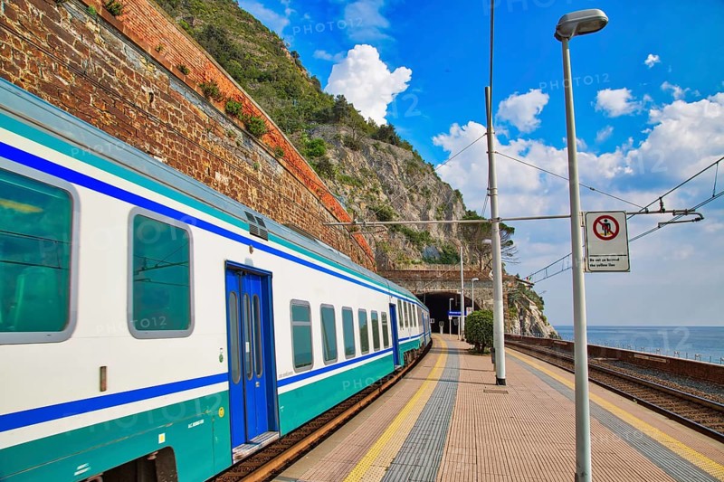 Manarola, Cinque Terre, Italy-20 October, 2017: Manarola train station, Cinque Terre