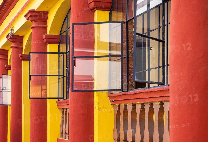 Scenic colorful colonial architecture of Cuernavaca streets in historic center in Mexico Morelos