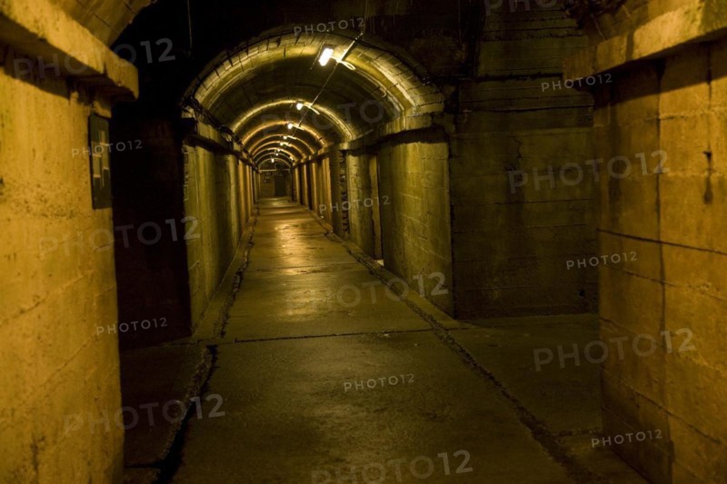 Long corridor German Underground Military hospital, Guernsey, Channel Islands, UK, Europe