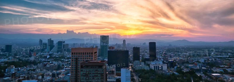 Panoramic view of Mexico City from the observation deck at the top of Latin American Tower (Torre Latinoamericana)