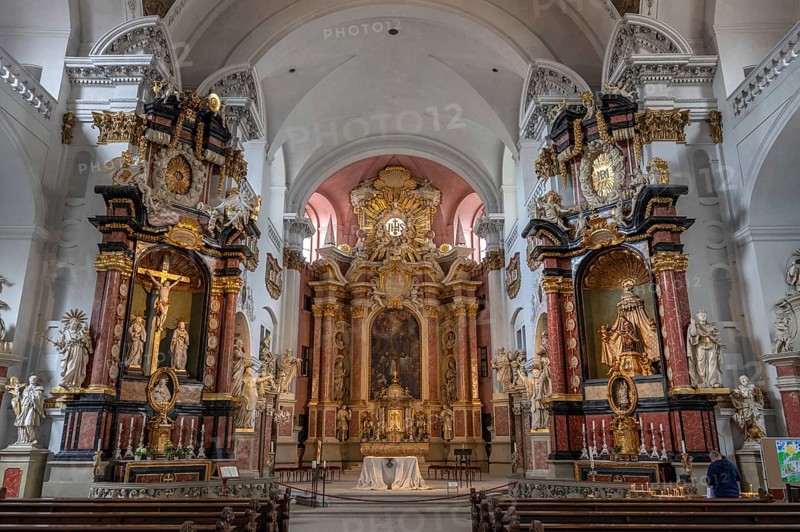 Chancel of the baroque church of St Martin, built in 1668, Grüner Markt, Bamberg, Upper Franconia, Bavaria, Germany, Europe