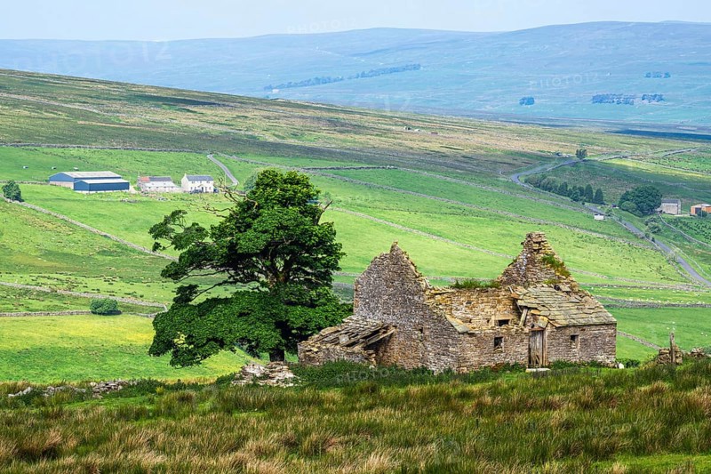 Farms over North Pennines, Cumbria, Durham, Northumberland, North Yorkshire, England, United Kingdom, Europe