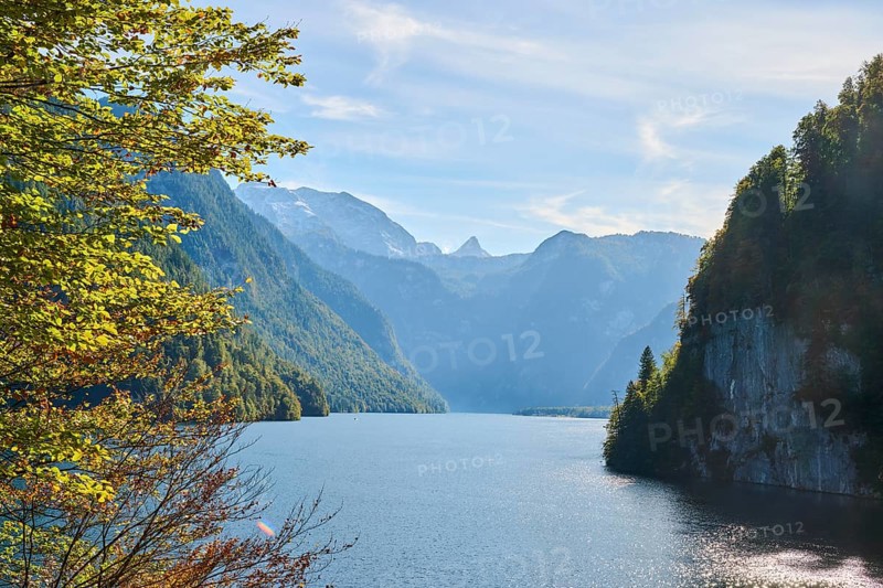 Lake Koenigssee in autumn, Alps, Bavaria, Germany, Europe