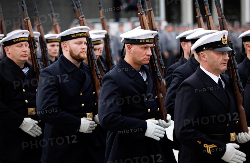 Marines of the guard battalion, photographed during the final roll call of the Bundeswehr missions MINUSMA and EUTM Mali at the Federal Ministry of Defence in Berlin, 22.02.2024
