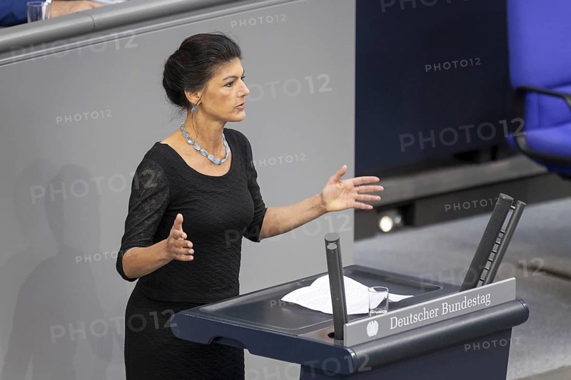 Dr Sahra Wagenknecht, Member of the German Bundestag (Buendniss Sahra Wagenknecht), recorded during a speech in the plenary session of the German Bundestag in Berlin, 26 June 2024