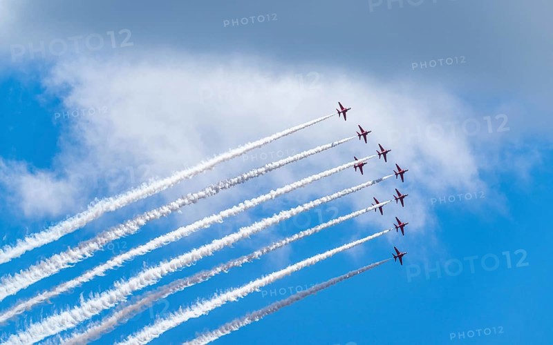 Red Arrows, Royal Air Force Aerobatic Team, Airshow 2024, Teignmouth, Devon, England, United Kingdom, Europe