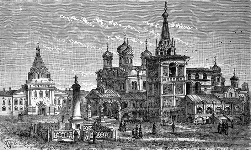 The Ipatios Monastery of the Holy Trinity in the Russian city of Kostroma, Russia, in 1880, Historical, digital reproduction of an original from the 19th century, Europe