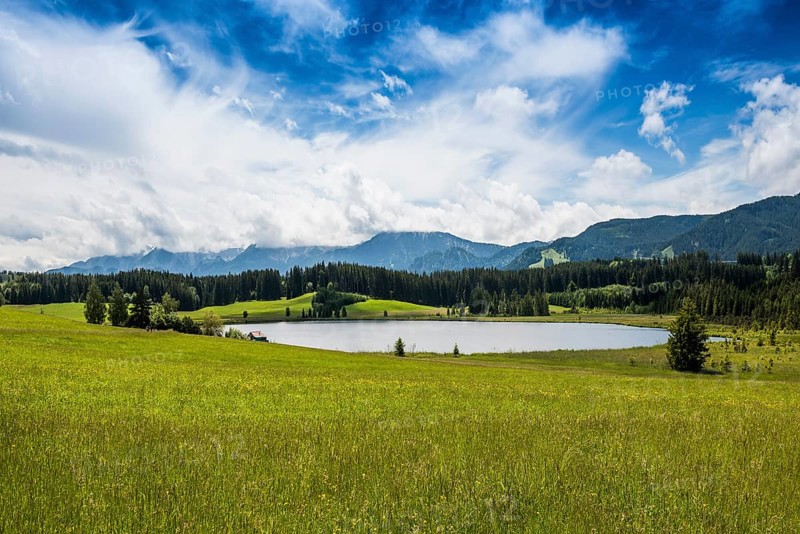 Attlesee, near Nesselwang, OberallgÃ¤u, AllgÃ¤u, Swabia, Bavaria, Germany, Europe