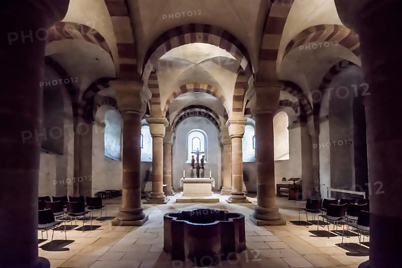 Interior view, Crypt, Imperial Cathedral, Cathedral of St Mary and St Stephen, UNESCO World Heritage Site, Speyer, Rhineland-Palatinate, Germany, Europe