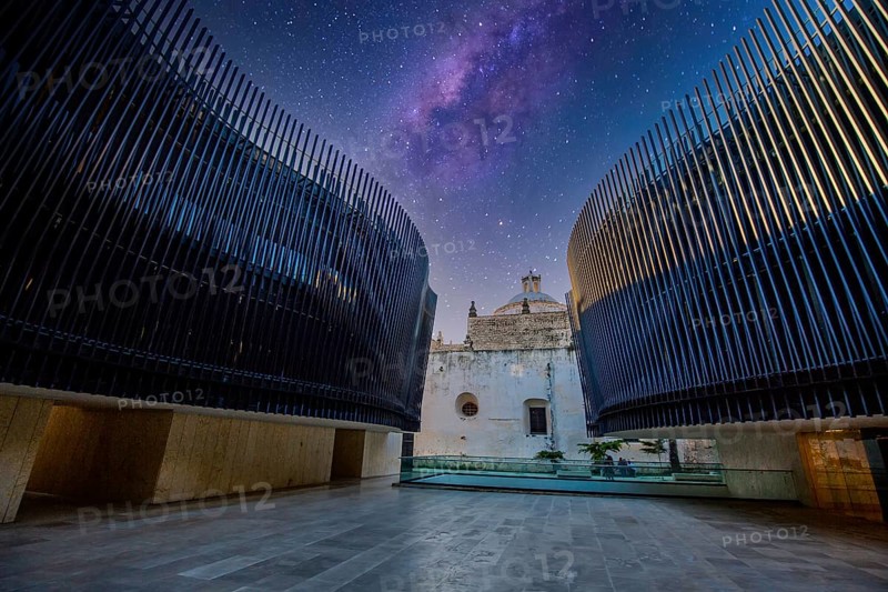 Merida, Mexico â€“ 11 February, 2020: Patio of Strings of the concert hall of Palace of Mexican Music (Palacio de la Musica Mexicana) in Merida, a project designed to revitalize city historic centre