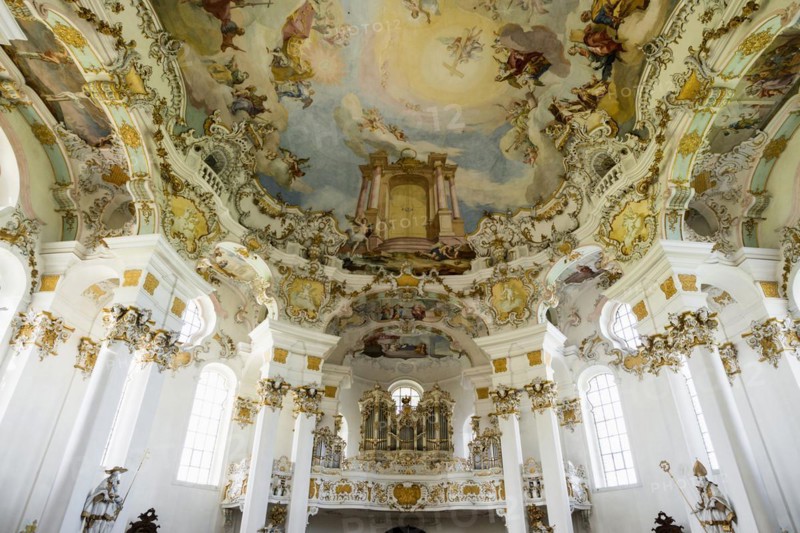 Interior view, pilgrimage church of St Coloman, Schwangau, Füssen, OstallgÃ¤u, AllgÃ¤u, Swabia, Bavaria, Germany, Europe