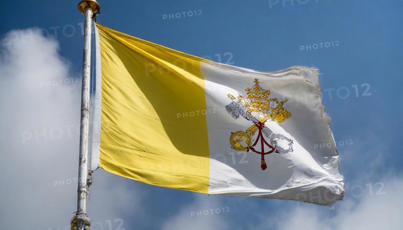 Flags, the national flag of the Vatican, Vatican State fluttering in the wind