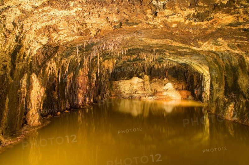 The Fairy Caves are a show mine created from a disused mine in Saalfeld, Thuringia, on the edge of the Thuringian Slate Mountains. It was opened in 1914. The fairy grottoes are particularly famous for their colourful stalactites, Saalfeld, Thuringia, Germany, Europe
