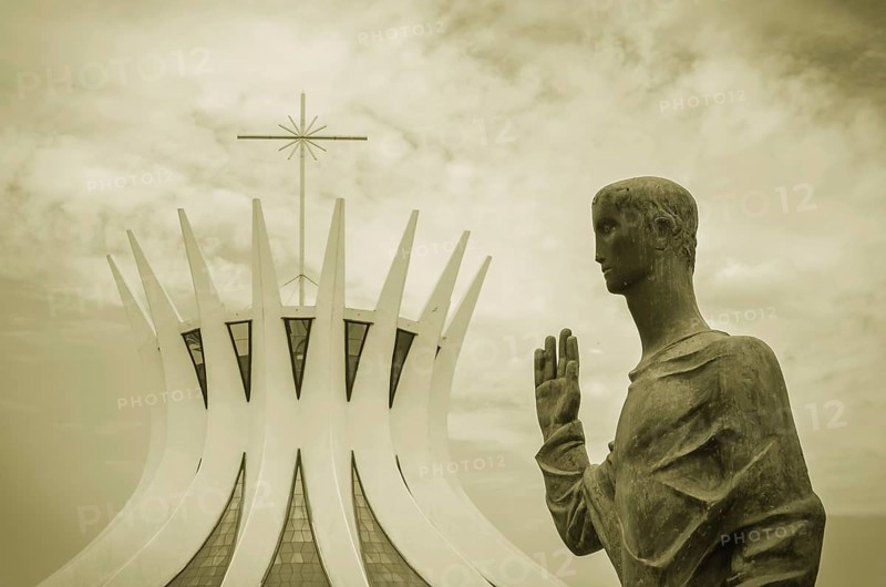 BrasÃ­lia, Distrito Federal, Brazil, October 25 -2014: Metropolitan Cathedral of Brasilia, work of the architect Oscar Niemeyer, South America