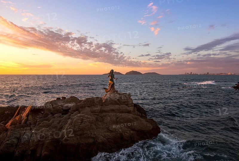 Mazatlan, Mexico-10 March, 2020: Famous Mazatlan sea promenade, El Malecon, with ocean lookouts and scenic landscapes