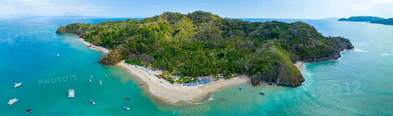Aerial view, tropical island in the turquoise ocean, Tortuga Island, Puntarenas, Costa Rica, Central America