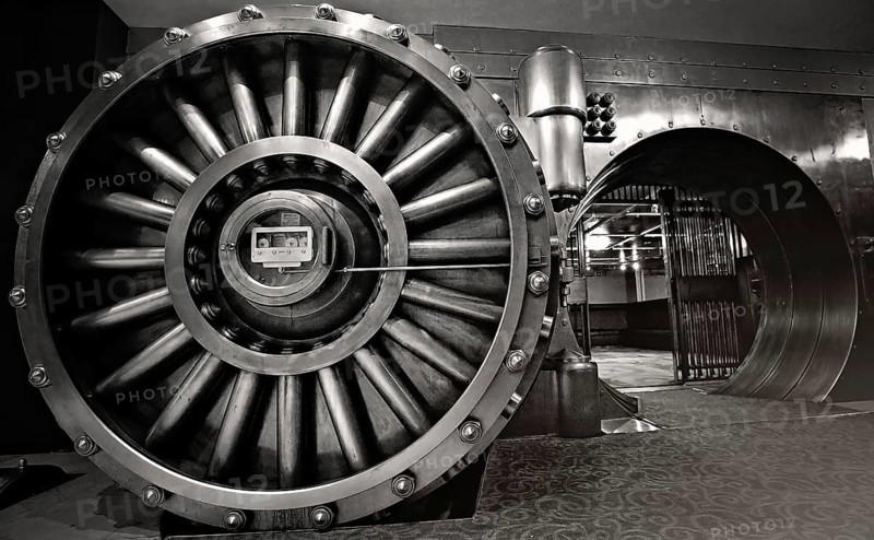 Bank Vault in a secure underground location for storage of sensitive documentation and extremely valuable deposits