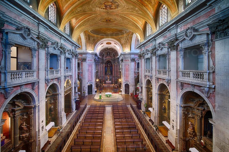 Interior, Nave, Choir, Altar, Convent, Church Igreja e Convento da Graça Lisbon, Portugal, Europe