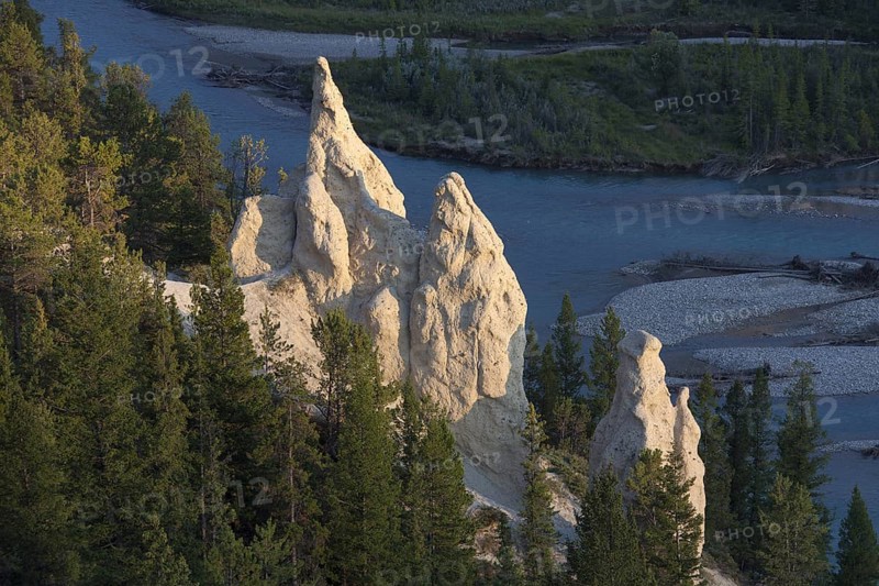 Earth pyramids, Hoodoos in the Bow Valley, Banff National Park, Alberta, Rocky Mountains, Canada, North America